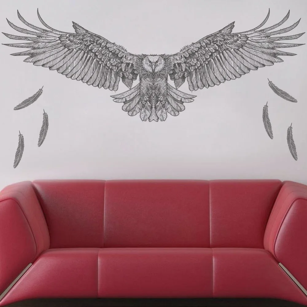 Wall Decor Decal Sticker Pencil Hand painted Style Vinyl American Eagle