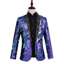 Лидер продаж, новое модное мужское платье, куртка-смокинг, двухцветный флип-фильм, костюм с пайетками, пальто, Свадебный Жених, мужской певец, блейзеры, костюмы