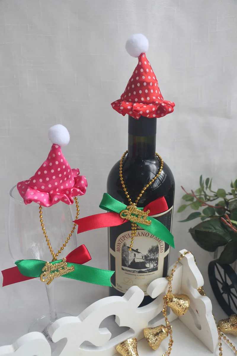 6 шт./компл. милые бутылки наборы Рождественская бутылка вина сумка креативный винный мешок Рождественский стиль шляпы узор рождественские украшения