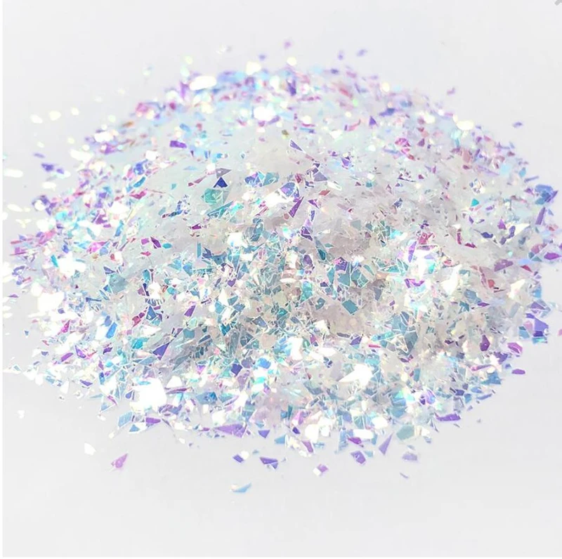 Iridescent glitter flakes 50g/bag Aurora Shattered Glass Glitter