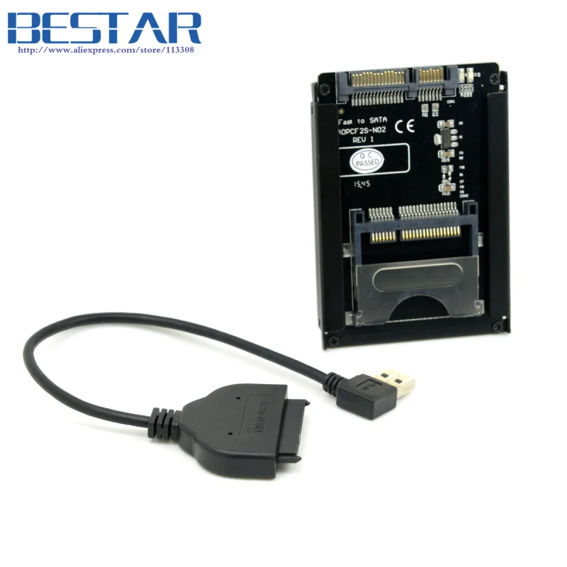

(50 pieces/lot) Left Anged USB 3.0 to CF Card adapter to SATA 22Pin 2.5 inch Hard Disk Case SSD HDD PC Laptop