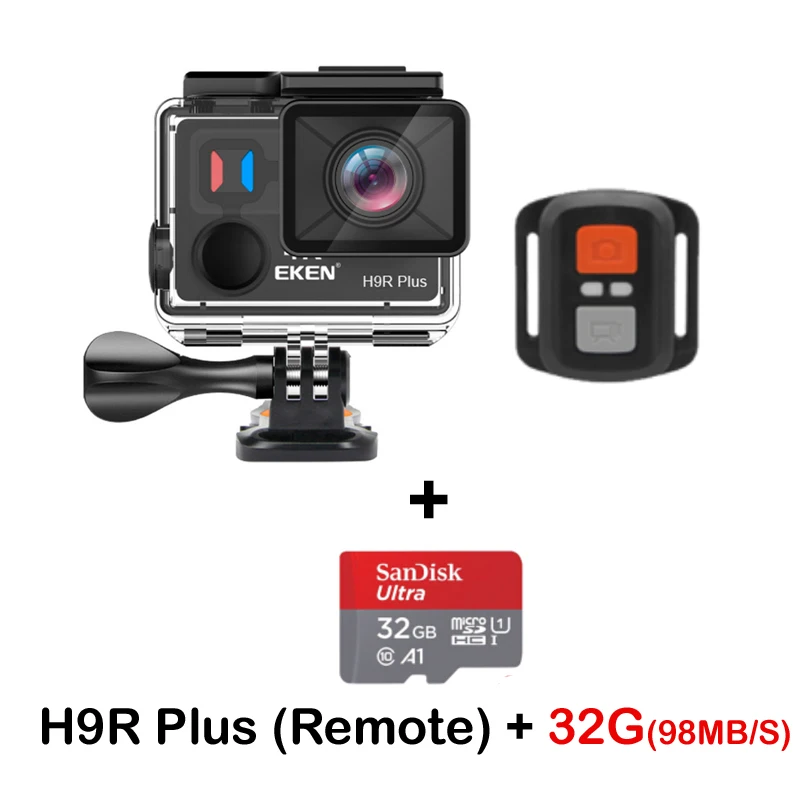 Экшн-камера eken H9R Plus 4K Ultra HD Ambarella A12 4 k/30fps 1080 p/60fps Actioncam 14MP Go Водонепроницаемая Wifi велосипедная Спортивная камера - Цвет: H9R Plus Remote 32G