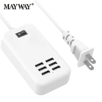 

Universal EU/US/UK plug 6 Ports USB Wall Charger AC Power Adapter 1.5M Long Cable Safe ON/OFF Switch Travel Home Carregador