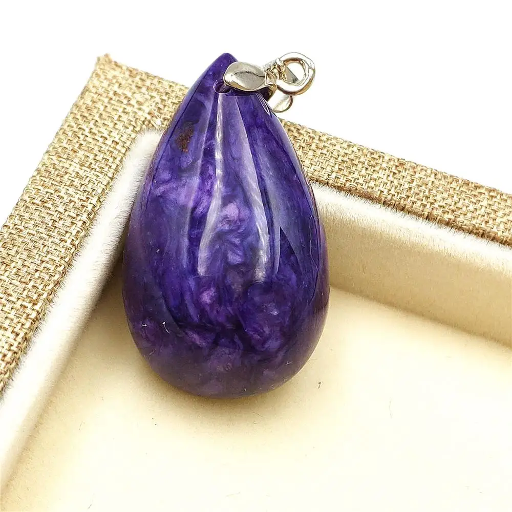 

Excellent Natural Purple Charoite Gemstone Crystal Necklace Pendant 33x20x11mm Women Men Charoite Beads Healing Stone AAAAA