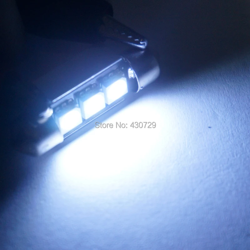 100pcs Hight quantity 36mm 39mm 41mm 3 SMD 5050 LED White Car Dome Bulbs Festoon CANBUS Error Free License Plate Lights DC 12V