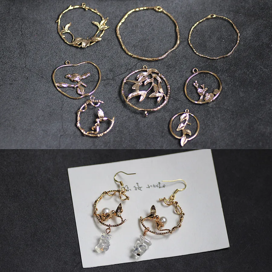 

copper plated 18K genuine gold color retaining forest ornament material DIY Earrings accessories Bracelet Necklace Pendant