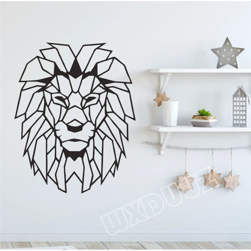 Geometric design animal lion head Art Decor Home Decor Removable Vinyl Nursery Kids Room Cartoon Wall Decals Wall Sticker A166