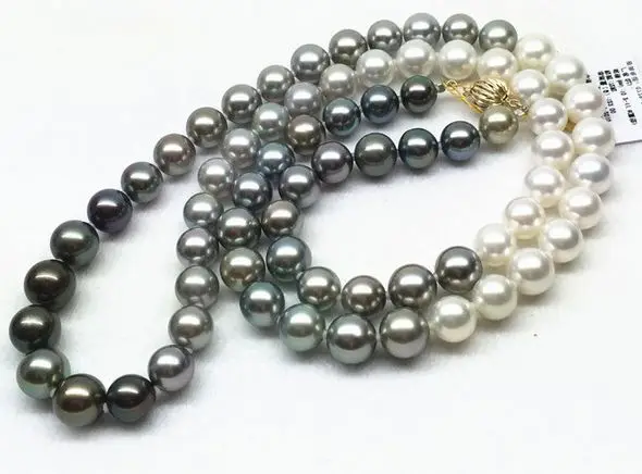 

elegant 10-12mm freshwater round multicolor pearl necklace 38inch 925silver