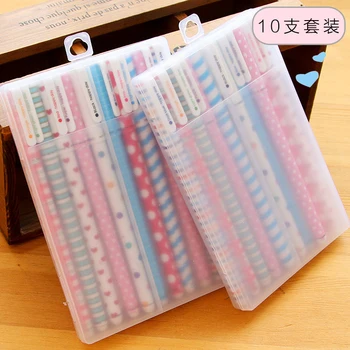 

Gel Pen with PVC Box Gift Office Supplies School Stationery 10PCS/Lot Kawaii Colorful Life Series Colors Pens