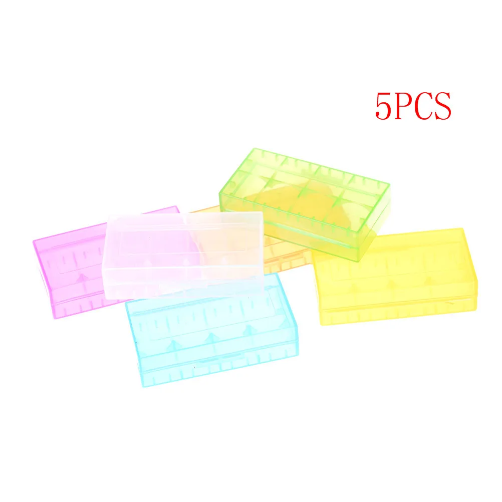 5pcs Hard Plastic Transparent Battery Case For 18650 CR123A 16340 Box Holder Storage Random Color