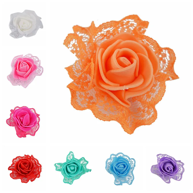 10pcs Artificial Rose Flower PE Foam Lace Rose Head Handmade DIY Craft Sewing Scrapbooking Wedding Party Home Decoration