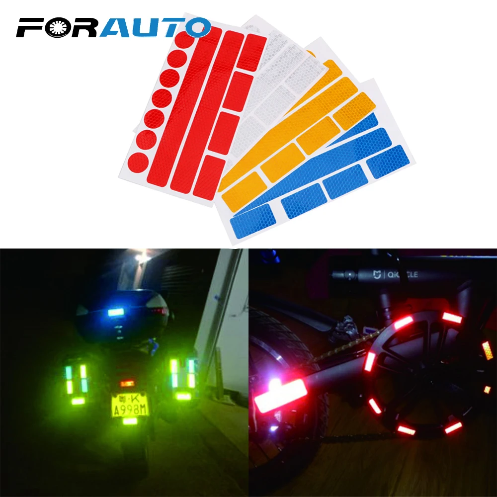 

FORAUTO Car Styling 13 pcs in 1 4 Colors Safety Warning Tape Reflective Strips Stickers Bumper Car Sticker Car Decal Sticker