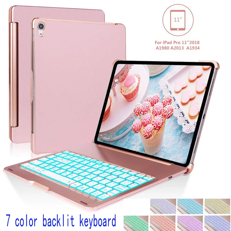 Тонкий чехол с клавиатурой для IPad Pro 11 7 цветов беспроводная подсветка Bluetooth 2018