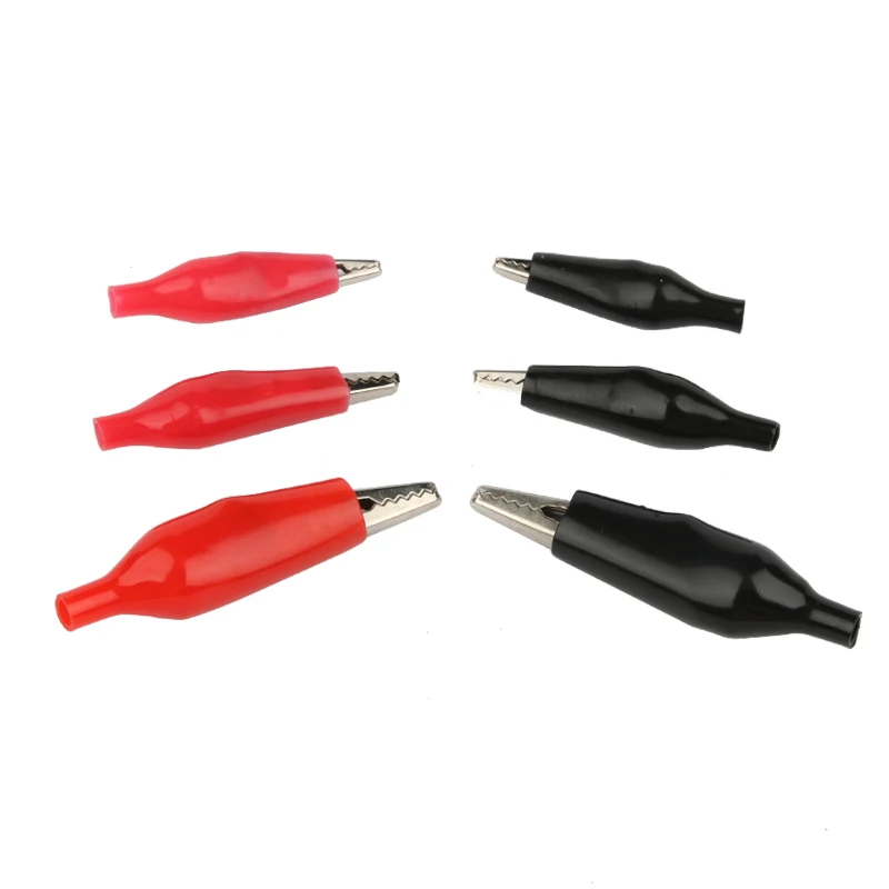 

50pcs /lot Metal Alligator Clip 28MM With Plastic Protecting Bush Crocodile Clip Red and Blue Color