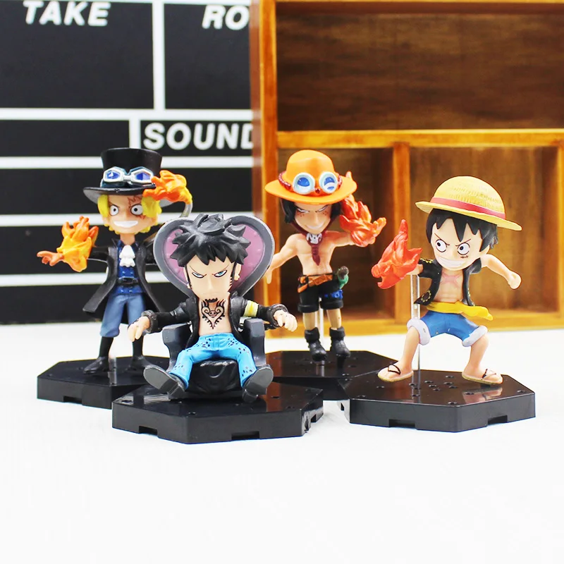 

4Pcs/Lot One Piece Luffy Ace Trafalgar Law Action Figure Toys Anime PVC Mini Figure Collectible Model Dolls