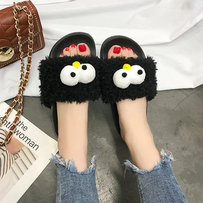 

2019 autumn and winter women warm slippers antiskid curly down fashion cotton house slippers indoor outdoor slippers women shoes