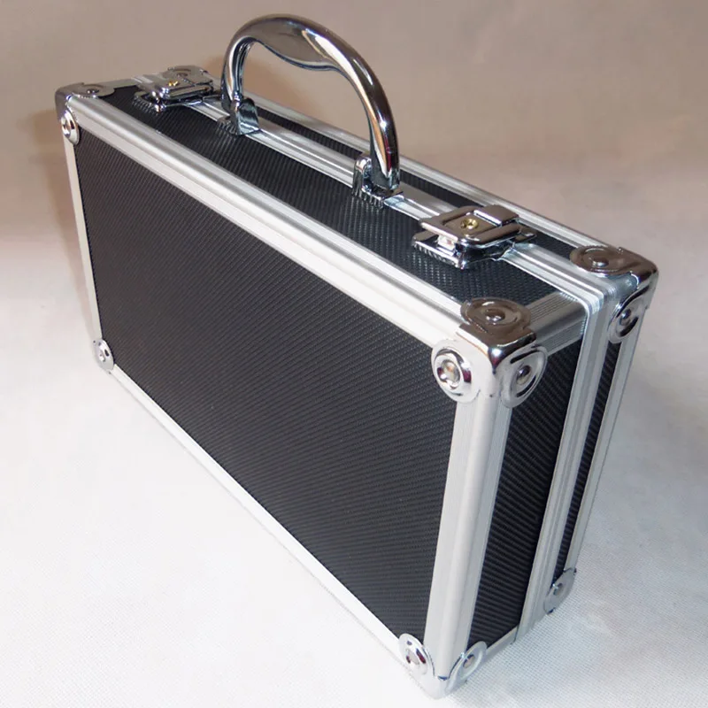 Алюминиевый сплав ящик для инструментов подкладка ящик для инструментов портативный чехол для хранения Чехол Набор инструментов 300*170*80 мм с губкой файл коробка - Цвет: Black