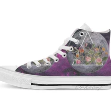 Цветение в космосе Высокие парусиновые туфли на плоской подошве; повседневная обувь на заказ; Прямая