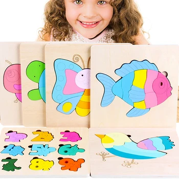 

1pc 3D Wooden Memory Jigsaw Puzzle Early Learning Toys for Baby Cartoon Shaped Puzzles Kids Educational Toys