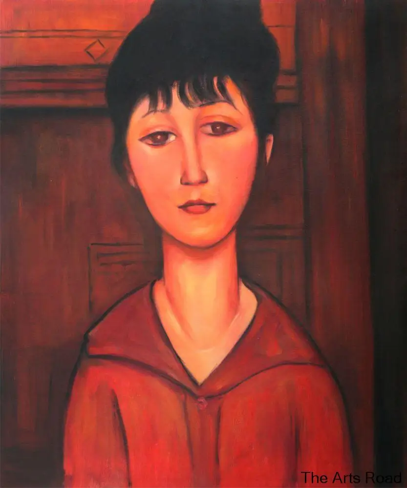 

Head of a Young Girl by Amedeo Modigliani Oil Painting Portrait Abstract Wall Art Handpainted Home Decoration