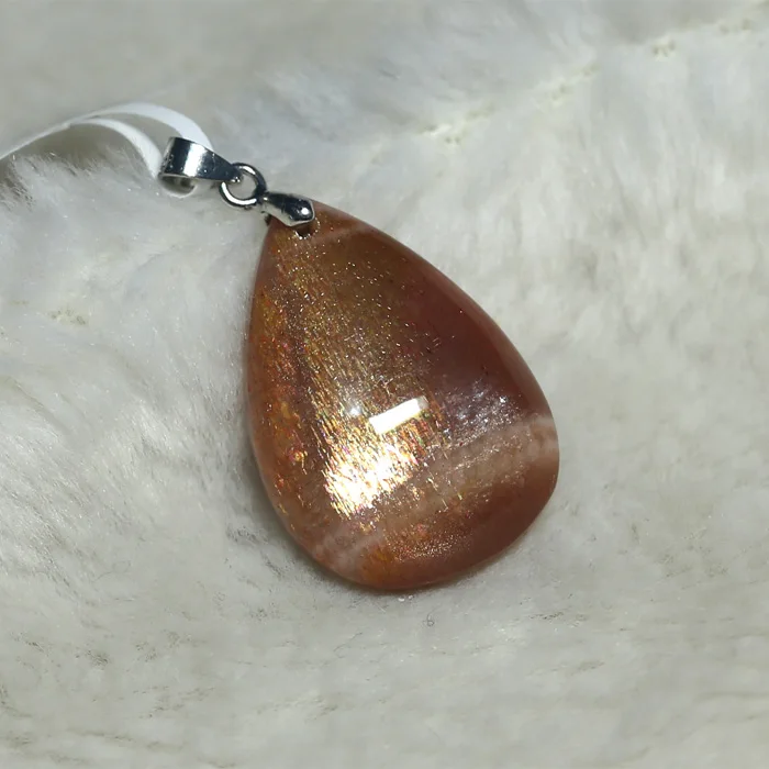 

High Quality Flash Good Light Natural Genuine Orange Gold Sunstone Pendant 00428