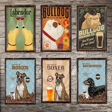 Собака потертый шик домашний бар кафе винтажный Настенный декор художественная металлическая жестяная вывеска паб таверна ретро декоративные тарелки 1001(732