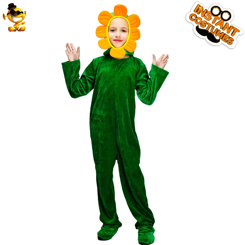 DISPLAY Child Sunflower Jumpsuit New Style Kids Food Cosplay Sunflower Costumes for Carnival Halloween Party DISPLAY Child Sunflower Jumpsuit New Style Kids Food Cosplay Sunflower Costumes for Carnival Halloween Party