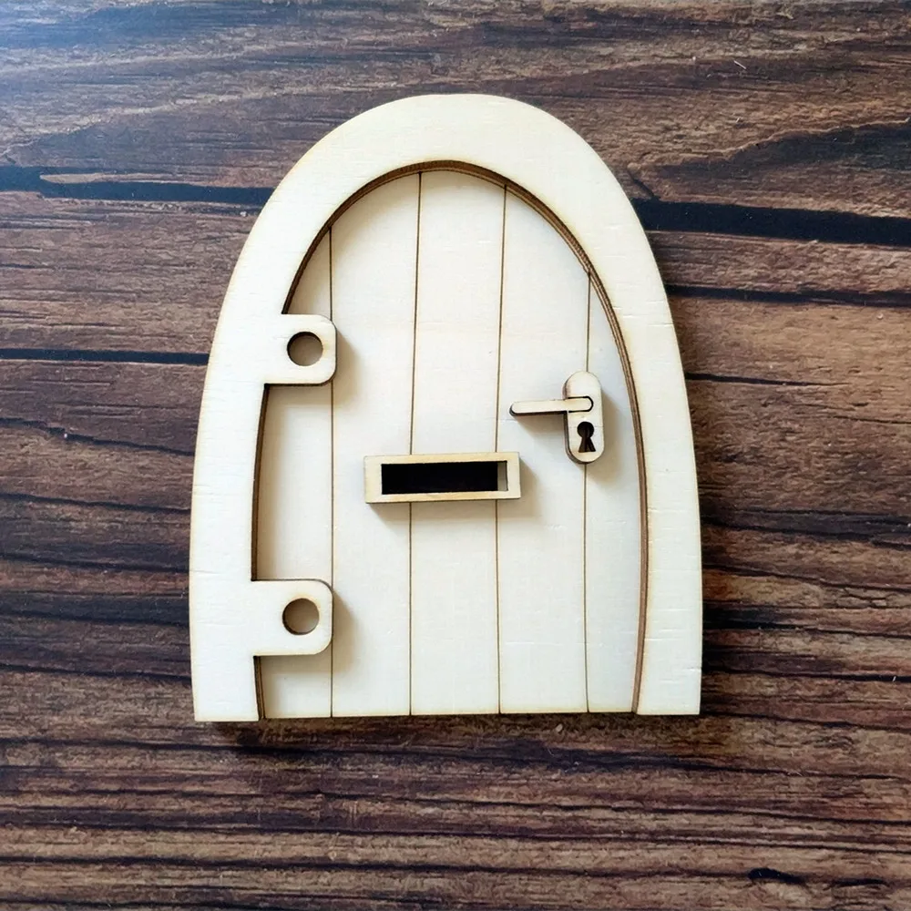 6pcs 3D Wooden Fairy Garden Door Craft Embellishments Decoration DIY