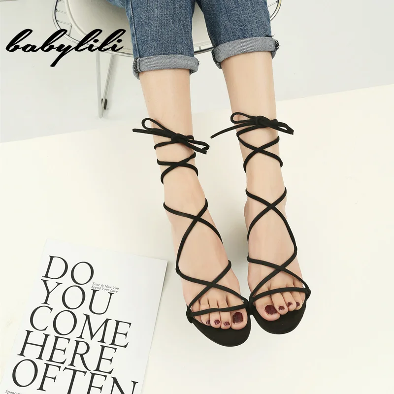 

2019 Rome Style Female Sandals Women Flock Peep Toe Sandals Cross Tied weave Flat Ankle Strap Footwear Cotton Fabric Shoes