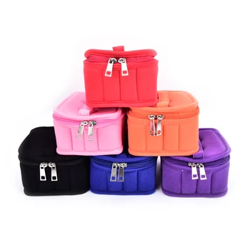

5ML 10ML 15ML 16 Bottles Essential Oil Carrying Case Nail Polish Makeup Cosmetic Bag Storage Traveling Sturdy Double Zipper