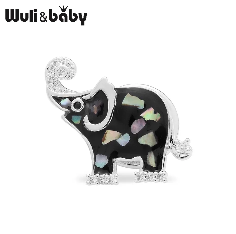 Эмалевый слон со стразами Wuli&ampbaby булавки для воротника в форме животных женщин и