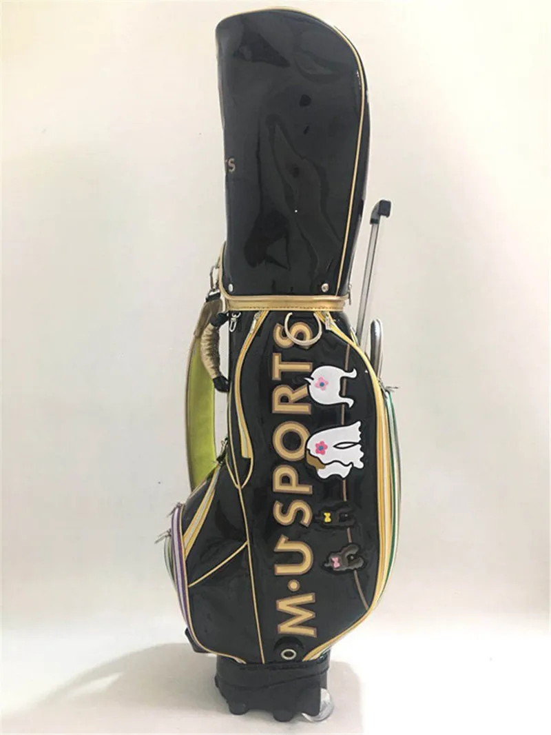 New MU SPORTS Golf Bag With Wheel PU Leather Tie Rod Standard Ball