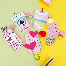 30PCS / LOT Girl Ice Cream Coin Bag Cute Coin Purse Women Mini Cartoon Key Chain Bag Purse Bag Wholesale Random Color cute cartoon women hamburger ice cream perfume mini bags small chain clutch crossbody girl shoulder messenger bag purse novelty