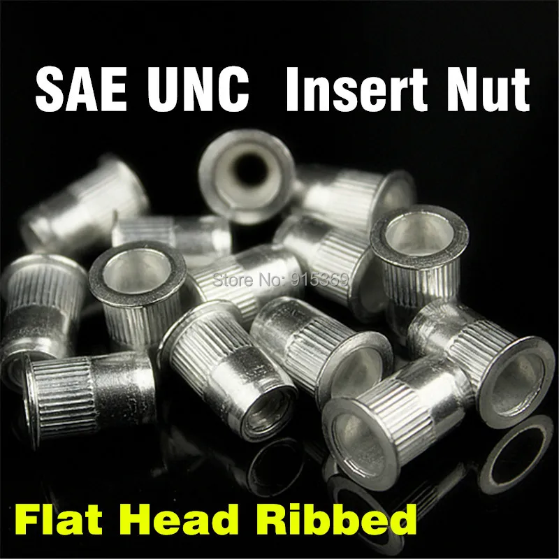 100 PCS RIVET NUT Flat Head Threaded Insert 1/4-20 UNC Carbon Steel Nutsert SAE