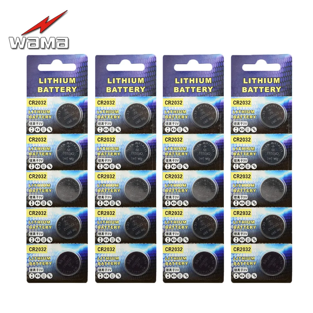 20pcs/4pack Wama CR2032 3V Button Cell Coin Batteries LIthium DL2032 SB