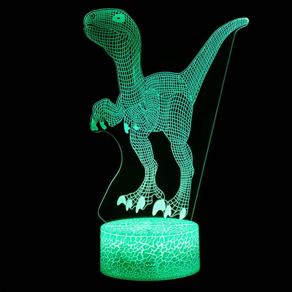 Бренд высокое качество динозавр светодиодный 3D подсвечивающая лампа оптический настольный ночник с 7 цветов Изменение Прямая
