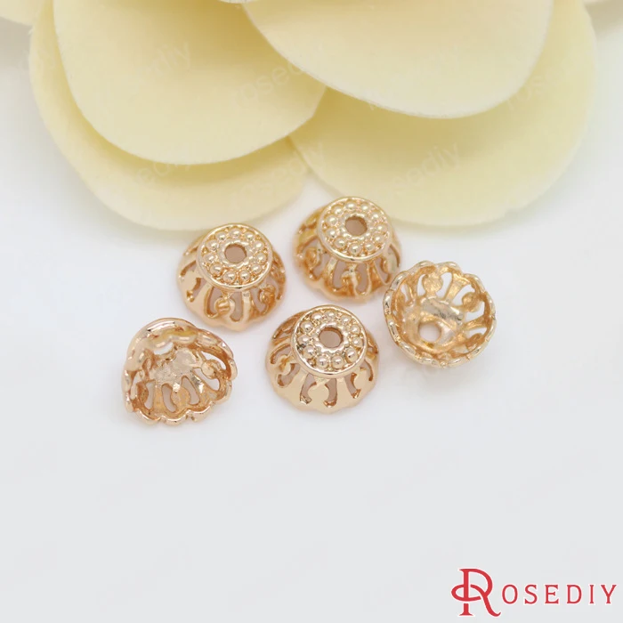 Латунные шапочки для бусин отверстия 10x6 мм 1 3 24 К цвета шампанского|diy jewelry