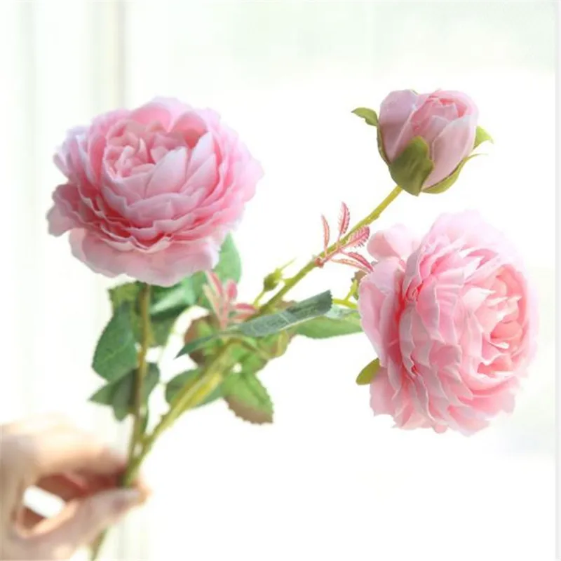 NieNie 6 шт. 3 головки искусственные розы свадебный букет из роз шелк Поддельные Peo y цветок для украшения дома Свадебная вечеринка Декор