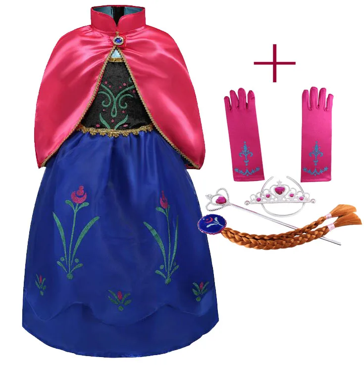 

Girl Anna Elza Dress up Costume Children Flower Princess Cosplay Fancy Party Dress with Cloak for Halloween Birthday Clothes