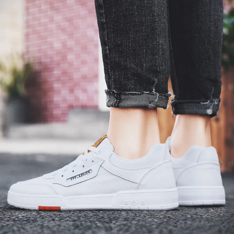 

2019 new spring student canvas shoes Korean version of the wild men's shoes casual sports college wind single shoes white shoes