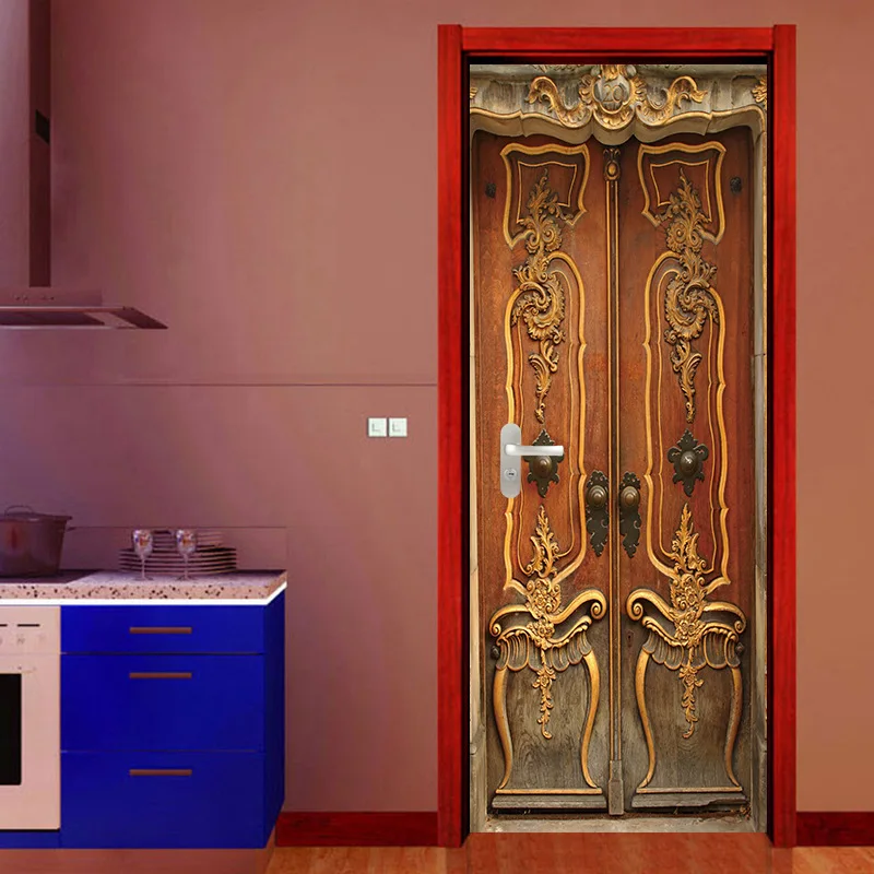 Винтажный китайский красивый узор деревянная дверь наклейка художественный Декор настенная оконная дверная наклейка Съемная Фреска плакат