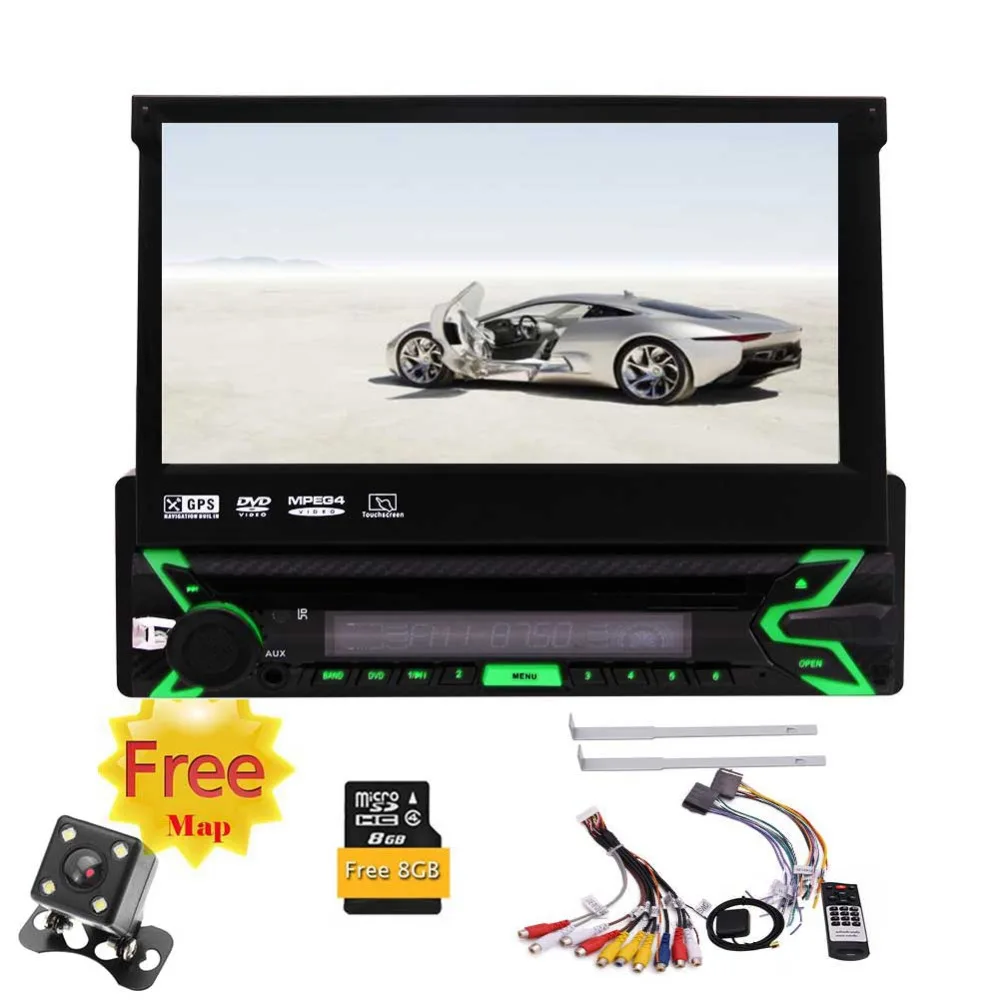 

Head Unit 1 Din Car Audio support Bluetooth Hands-free and Steering Wheel Controls,FM/AM,AUX Video Output Single Din GPS Radio