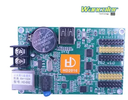 

free shipping Asynchronous RJ45 network & U-Disk serial port led display controller HD-E62 for single color/dual color led sign
