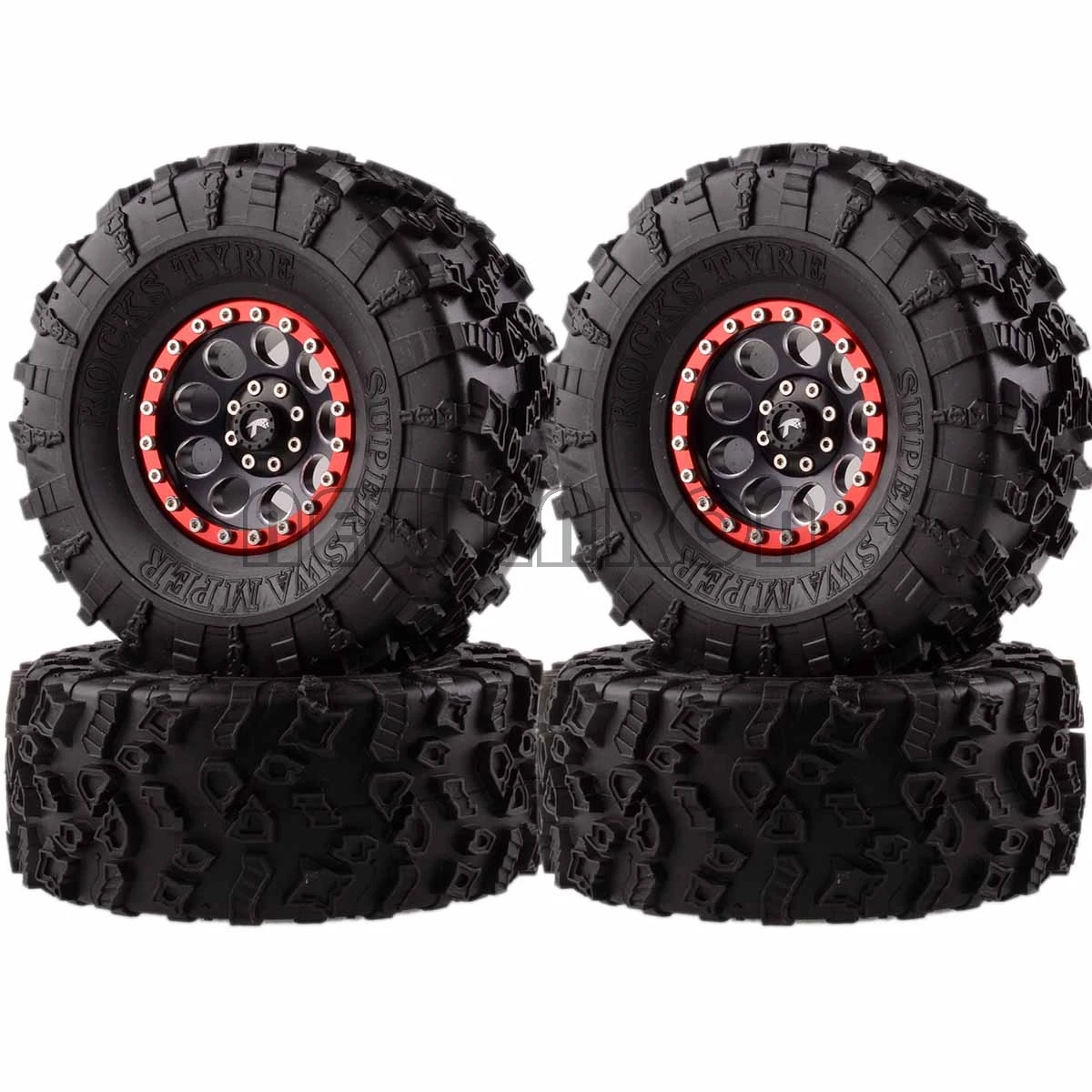 Новые ENRON 4P алюминиевые 2," Beadlock колеса и 132 мм шины для RC 1/10 модели Axial Yeti/Wraith RC Гусеничный - Цвет: BLACK-RED