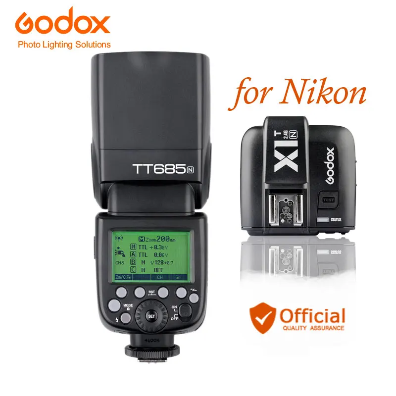

Godox TT685N 2.4G HSS i-TTL GN60 Wireless Flash + X1T-N TTL Trigger for Nikon D800 D700 D7100 D7000 D5200 D5100 D70S D810 D90