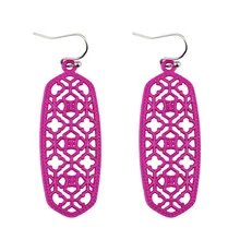 

2018 Brand Colored Matte Filigree Earrings for Women Fashion Jewelry Hollow Oval Statement Hollow Clover Motif Floral Earrings