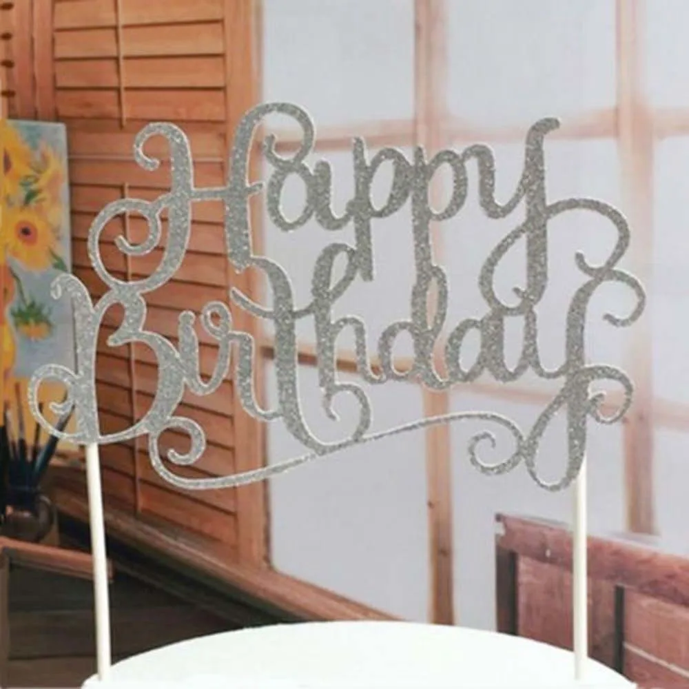 1 шт. Блестящий золотистый Серебристый счастливые топперы для торта на день рождения для дня рождения сувениры для детского душа