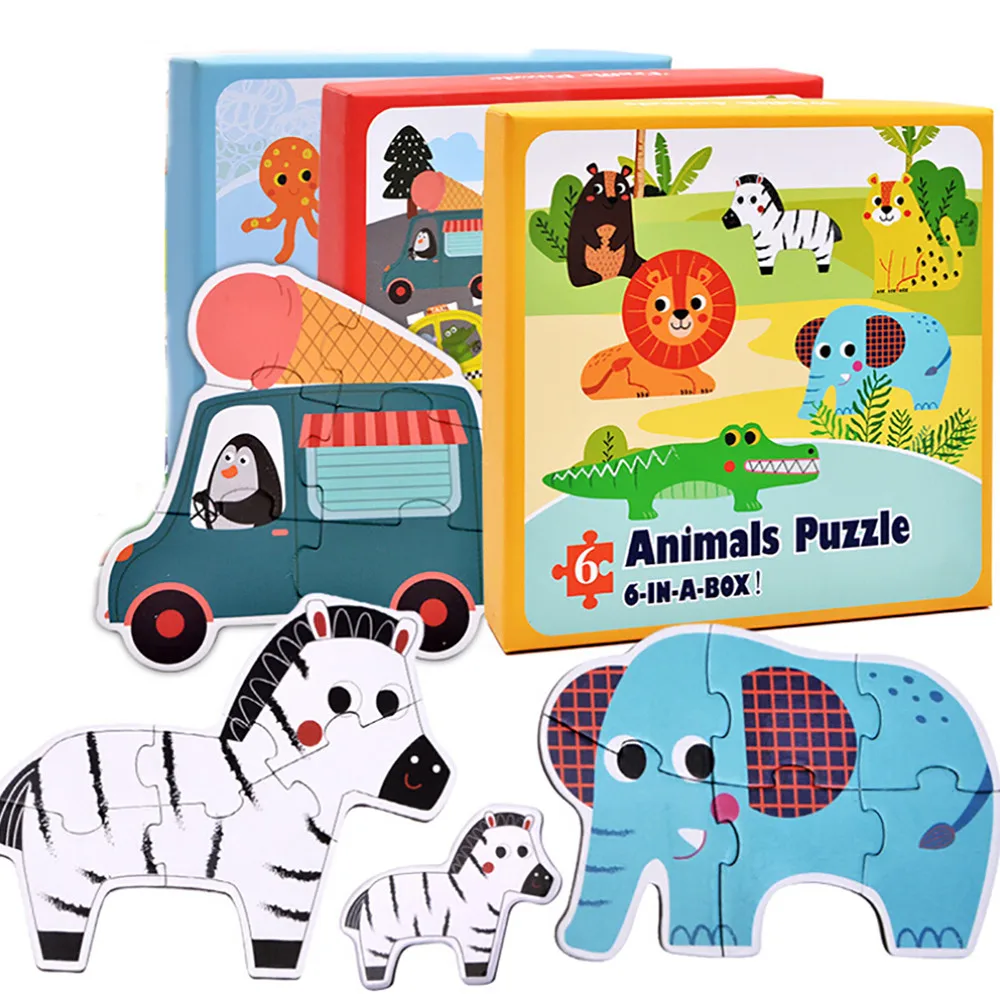 Бумага Игрушечные лошадки здания Конструкторы для ребенка развивающие Монтессори Jigsaw Puzzel для детей 4 года дети Игрушечные лошадки Детские тренировочные ja24b