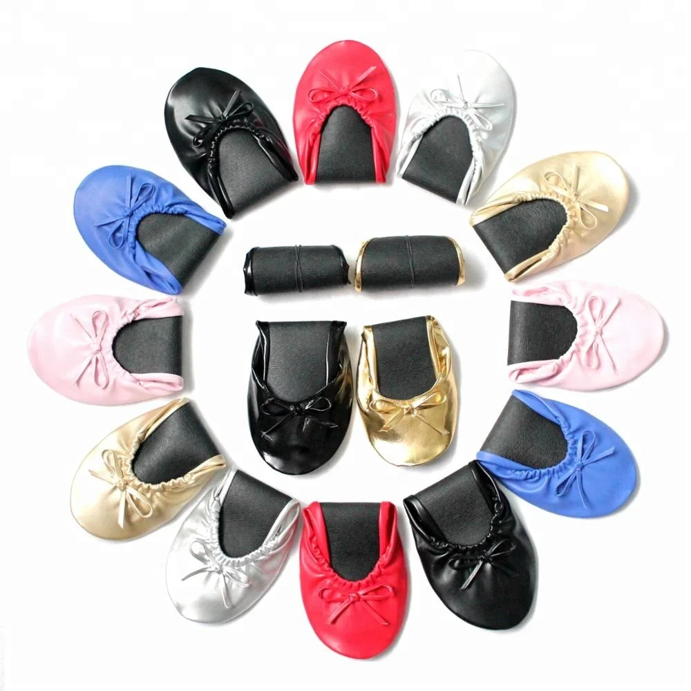 

Best selling girl ladies folding ballerina shoes foldable ballet flat fold up rollable shoes for wedding gfit Free Shipping