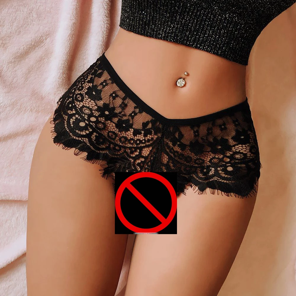 

Female Women Sexy Lingerie Seamless Lace Panties Erotic Sheer Soft Thongs Underwear Briefs Transparent Hollow Out Panties